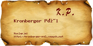 Kronberger Pál névjegykártya